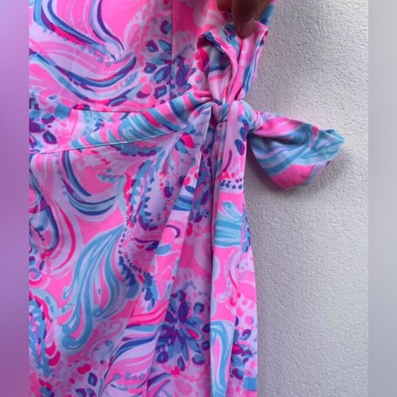 Lilly Pulitzer Joselyn Stretch Wrap Dress Womens 2  Pink Dont Be Jelly - Picture 5 of 6